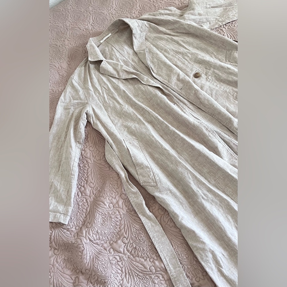 Uniqlo Light Brown Linen Light Weight Coat - Picture 2 of 7
